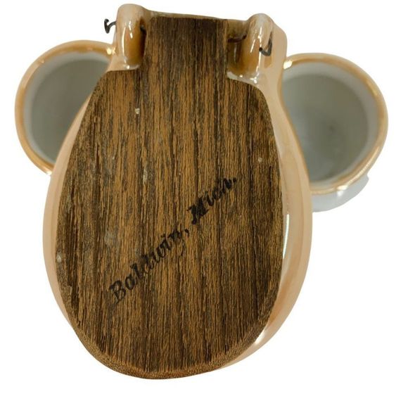 VTG Salt Pepper Mustard Compote Souvenir Toilet Baldwin, MI 0084 Japan Collect - Picture 2 of 9